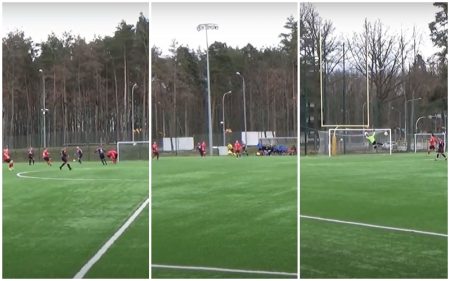 Ależ to strzelił zawodnik Warmii! „Za kołnierz” z 40 metrów [FILM]